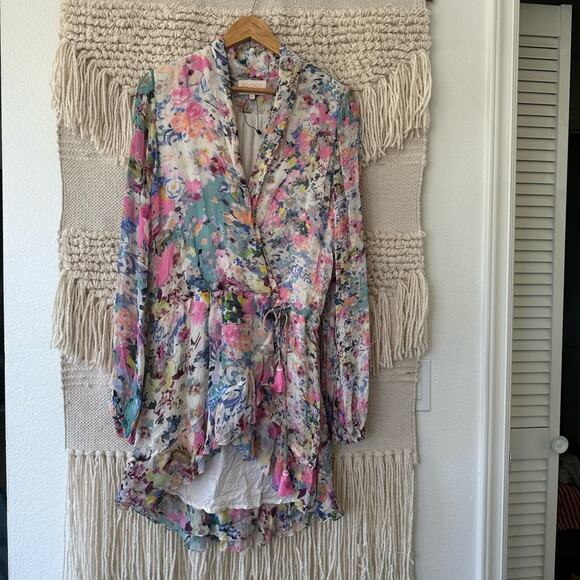 Rococo Sand Floral Wrap Mini Dress - Picture 1 of 11